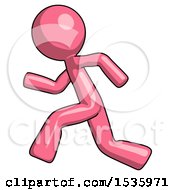 Poster, Art Print Of Pink Design Mascot Man Running Fast Left