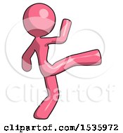 Pink Design Mascot Woman Kick Pose