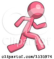 Poster, Art Print Of Pink Design Mascot Man Running Fast Right