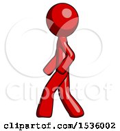 Red Design Mascot Man Walking Left Side View