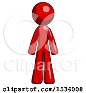 Red Design Mascot Man Standing Facing Forward