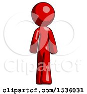 Poster, Art Print Of Red Design Mascot Man Walking Away Back View