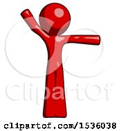 Poster, Art Print Of Red Design Mascot Man Directing Traffic Right
