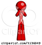 Red Design Mascot Woman Laugh Giggle Or Gasp Pose