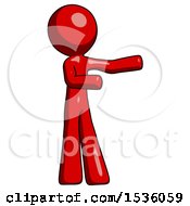 Poster, Art Print Of Red Design Mascot Man Presenting Something To His Left