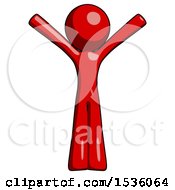Poster, Art Print Of Red Design Mascot Man With Arms Out Joyfully