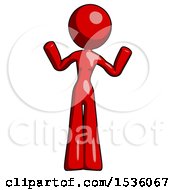 Red Design Mascot Woman Shrugging Confused