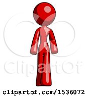Red Design Mascot Woman Walking Front View