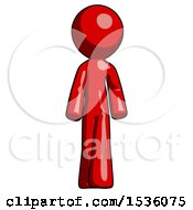 Poster, Art Print Of Red Design Mascot Man Walking Front View