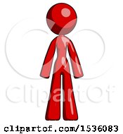 Red Design Mascot Woman Standing Facing Forward