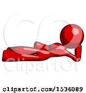 Poster, Art Print Of Red Design Mascot Woman Reclined On Side