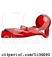 Poster, Art Print Of Red Design Mascot Man Reclined On Side