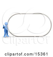 Blue Person Giving The Thumbs Up While Standing By A Big Blank Sign Which Is Ready For An Advertisement Clipart Illustration Image by 3poD