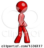 Poster, Art Print Of Red Design Mascot Woman Turned Right Front View