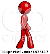 Red Design Mascot Woman Turned Right Front View