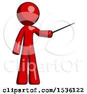 Poster, Art Print Of Red Design Mascot Man Teacher Or Conductor With Stick Or Baton Directing