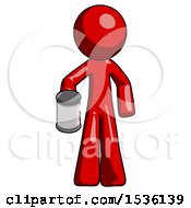 Poster, Art Print Of Red Design Mascot Man Begger Holding Can Begging Or Asking For Charity