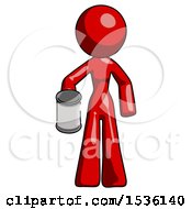 Poster, Art Print Of Red Design Mascot Woman Begger Holding Can Begging Or Asking For Charity