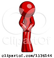 Red Design Mascot Bending Over Hurt Or Nautious