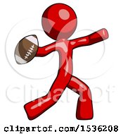 Poster, Art Print Of Red Design Mascot Man Throwing Football