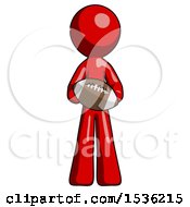 Poster, Art Print Of Red Design Mascot Man Giving Football To You