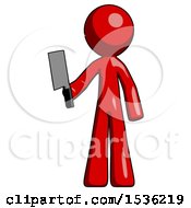 Poster, Art Print Of Red Design Mascot Man Holding Meat Cleaver