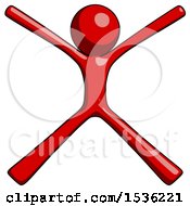 Red Design Mascot Man With Arms And Legs Stretched Out