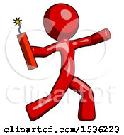 Red Design Mascot Man Throwing Dynamite