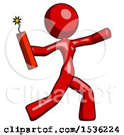 Red Design Mascot Woman Throwing Dynamite