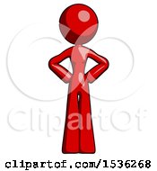 Red Design Mascot Woman Hands On Hips