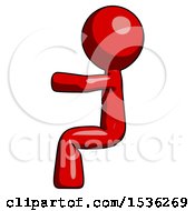 Poster, Art Print Of Red Design Mascot Man Sitting Or Driving Position