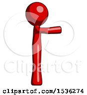 Poster, Art Print Of Red Design Mascot Man Pointing Right