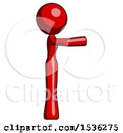 Red Design Mascot Woman Pointing Right