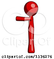 Red Design Mascot Man Pointing Left