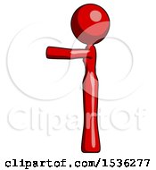 Poster, Art Print Of Red Design Mascot Woman Pointing Left