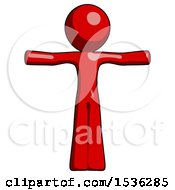 Poster, Art Print Of Red Design Mascot Man T-Pose Arms Up Standing
