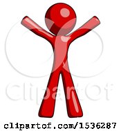 Poster, Art Print Of Red Design Mascot Man Surprise Pose Arms And Legs Out
