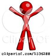 Poster, Art Print Of Red Design Mascot Woman Surprise Pose Arms And Legs Out