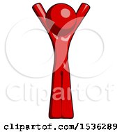 Poster, Art Print Of Red Design Mascot Man Hands Up