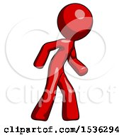 Red Design Mascot Man Suspense Action Pose Facing Right