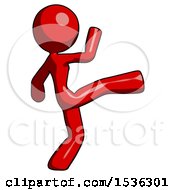 Red Design Mascot Woman Kick Pose