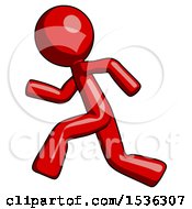 Poster, Art Print Of Red Design Mascot Man Running Fast Left