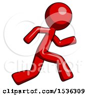 Poster, Art Print Of Red Design Mascot Man Running Fast Right