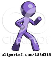 Poster, Art Print Of Purple Design Mascot Man Martial Arts Defense Pose Right