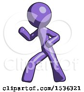 Poster, Art Print Of Purple Design Mascot Man Martial Arts Defense Pose Left