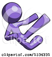 Poster, Art Print Of Purple Design Mascot Man Flying Ninja Kick Right