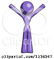 Poster, Art Print Of Purple Design Mascot Woman With Arms Out Joyfully
