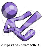 Purple Design Mascot Woman Flying Ninja Kick Right