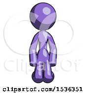 Purple Design Mascot Woman Kneeling Front Pose