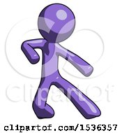 Poster, Art Print Of Purple Design Mascot Man Karate Defense Pose Right